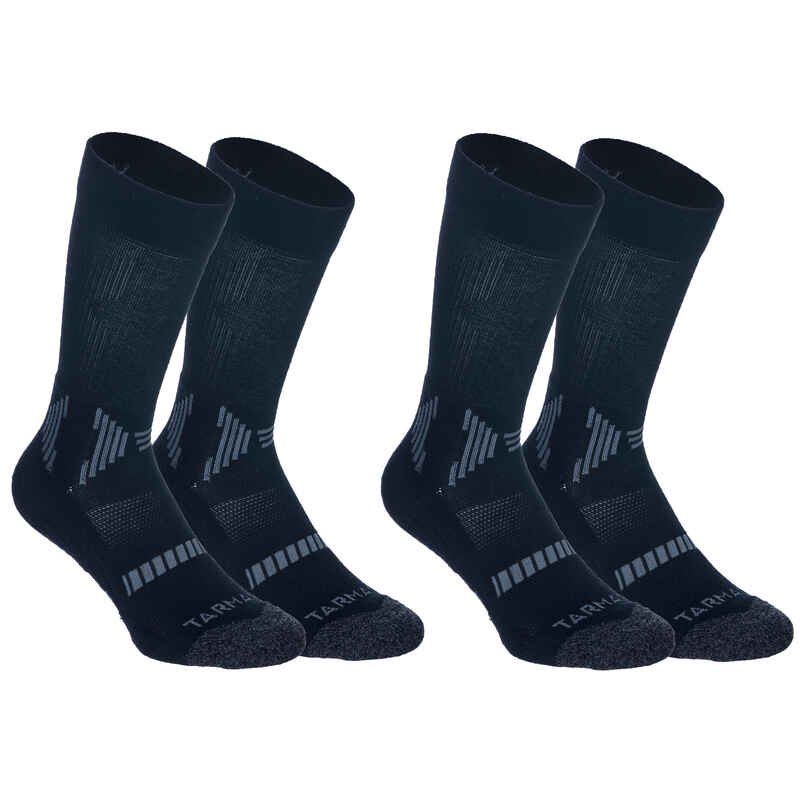 Kids' Intermediate Mid-Rise Basketball Socks Twin-Pack - Black