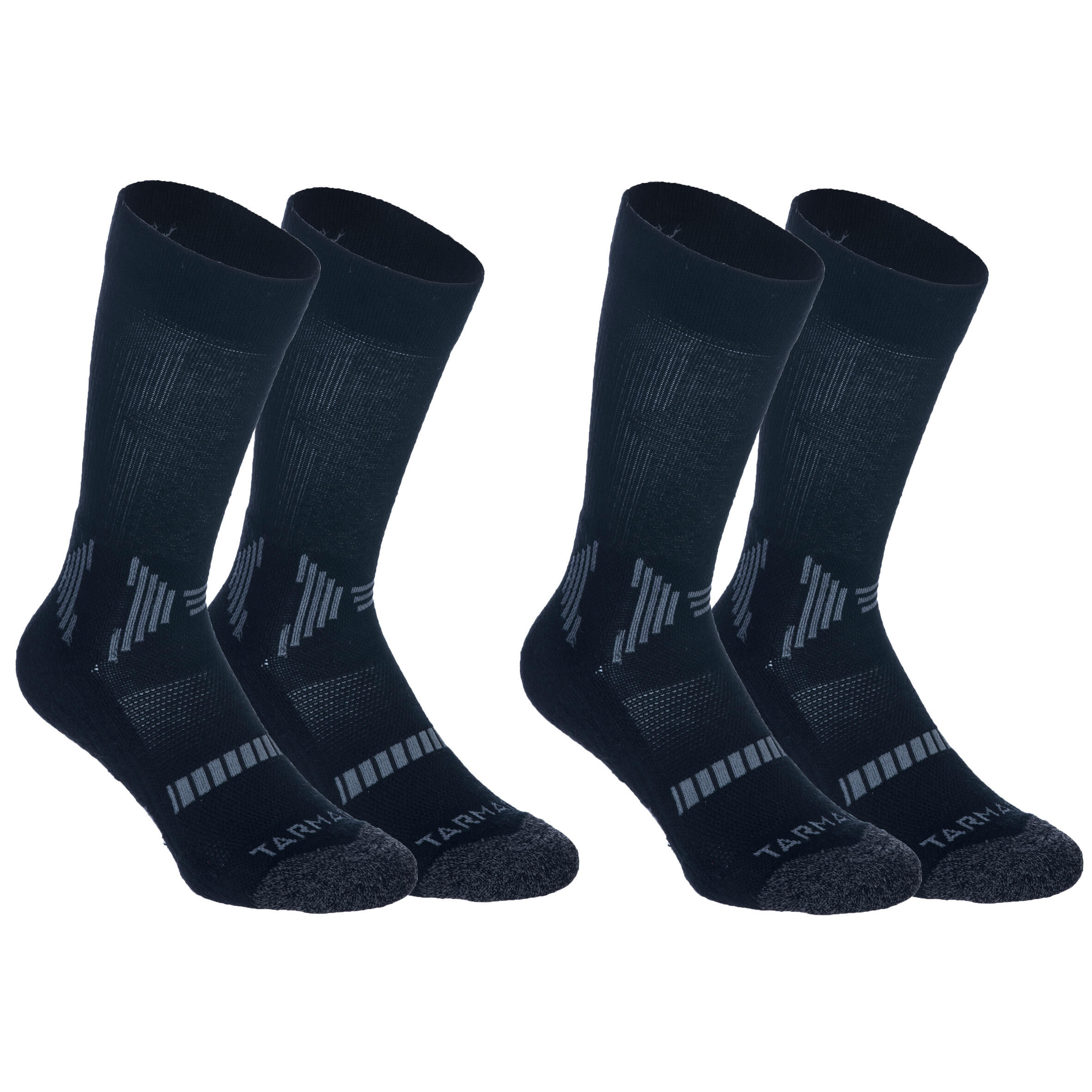 TARMAK Men's/Women's Mid-Rise Basketball Socks SO500 Twin-Pack - Black