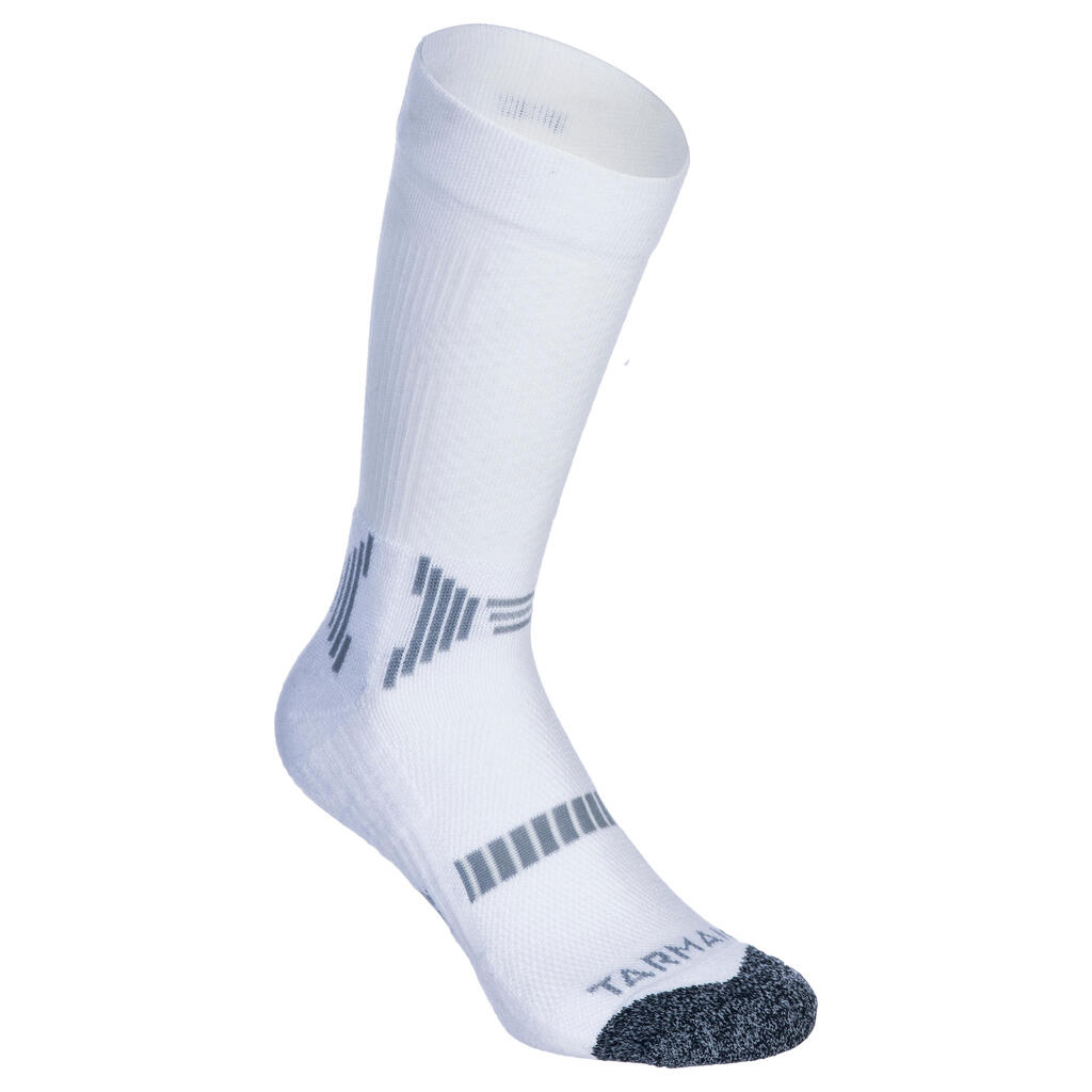 Detské ponožky na basketbal vysoké pre pokročilých biele 2 páry