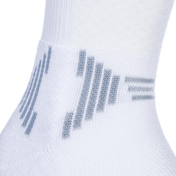Kids' MidRise Intermediate Basketball Socks TwinPack White TARMAK