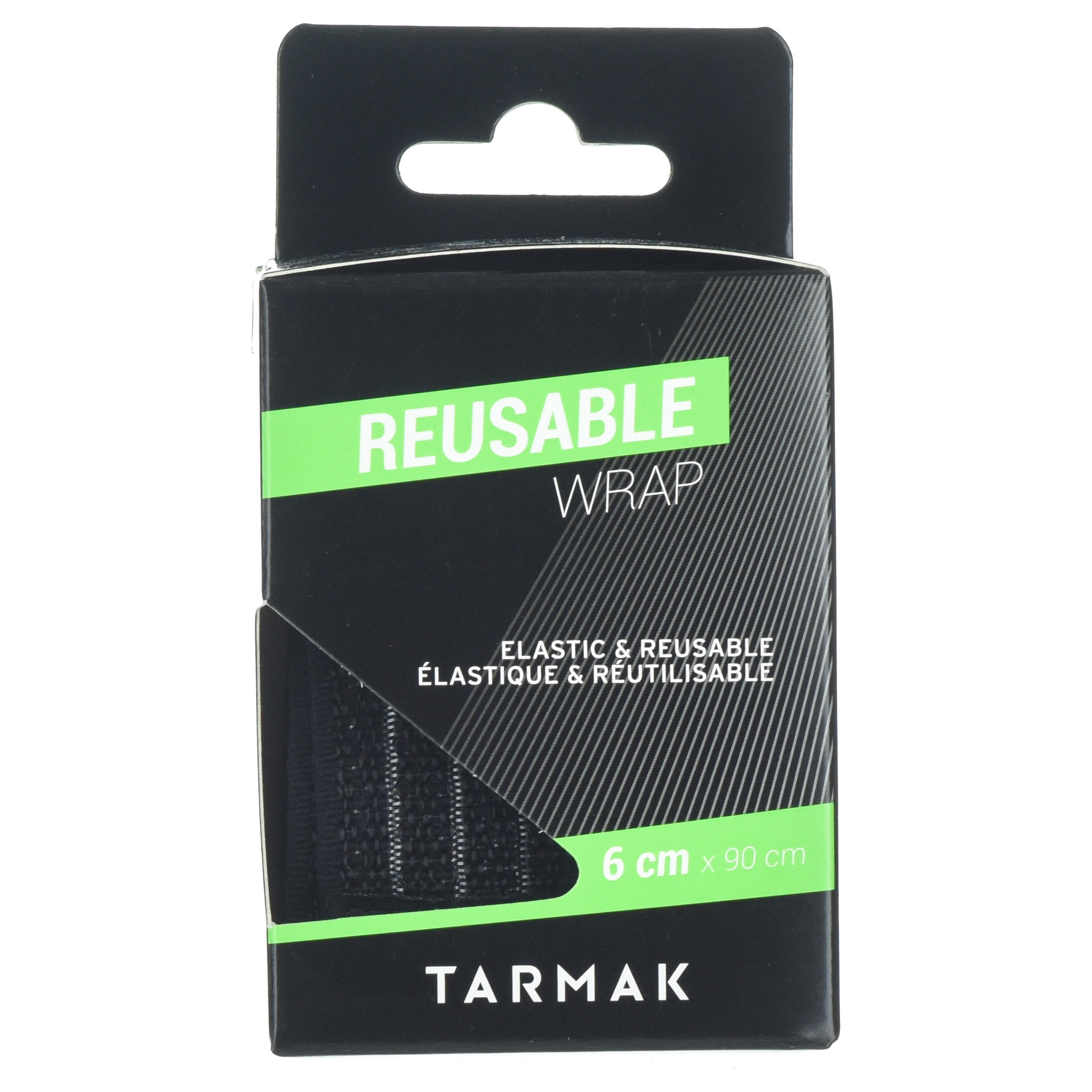 Bande de maintien réutilisable 6 cm x 0,9 m noire - TARMAK