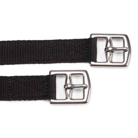 Kids' Horse Riding Synthetic Stirrup Leathers 100 - Black