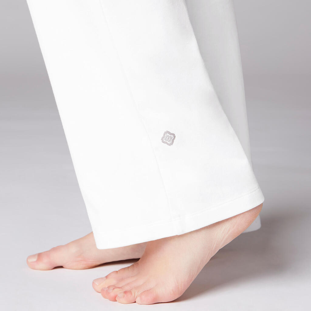 Yogahose sanftes Yoga aus Baumwolle aus biologischem Anbau Damen bordeaux/grau