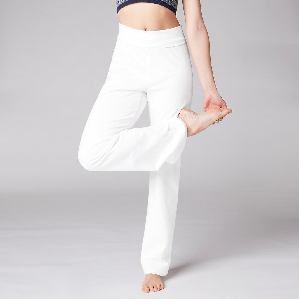 Women's Eco-Friendly Cotton Yoga Bottoms - White