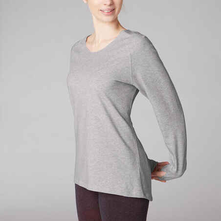 Organic Cotton Long-Sleeved Yoga T-Shirt - Grey