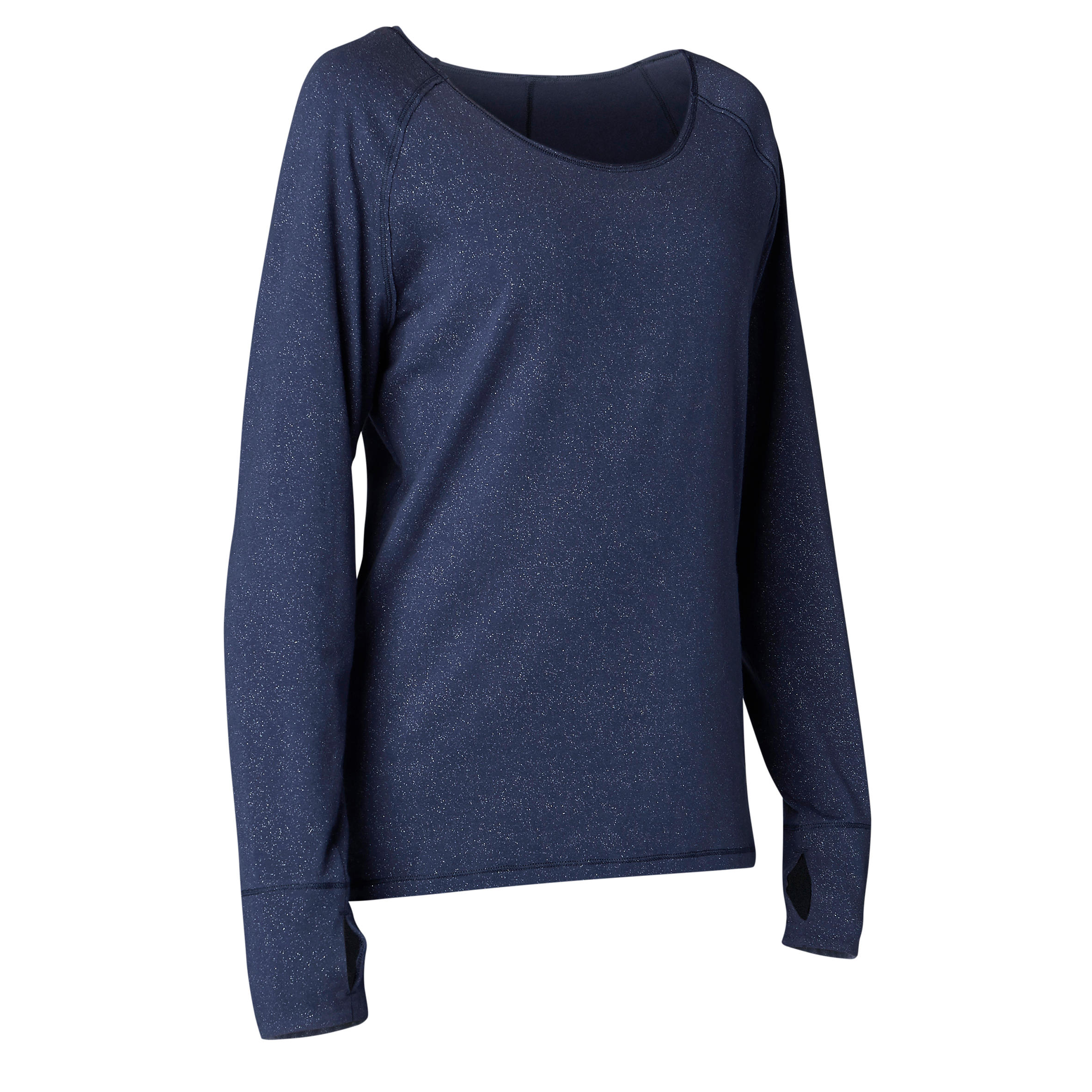 Organic Cotton Long-Sleeved Yoga T-Shirt - Navy 1/8