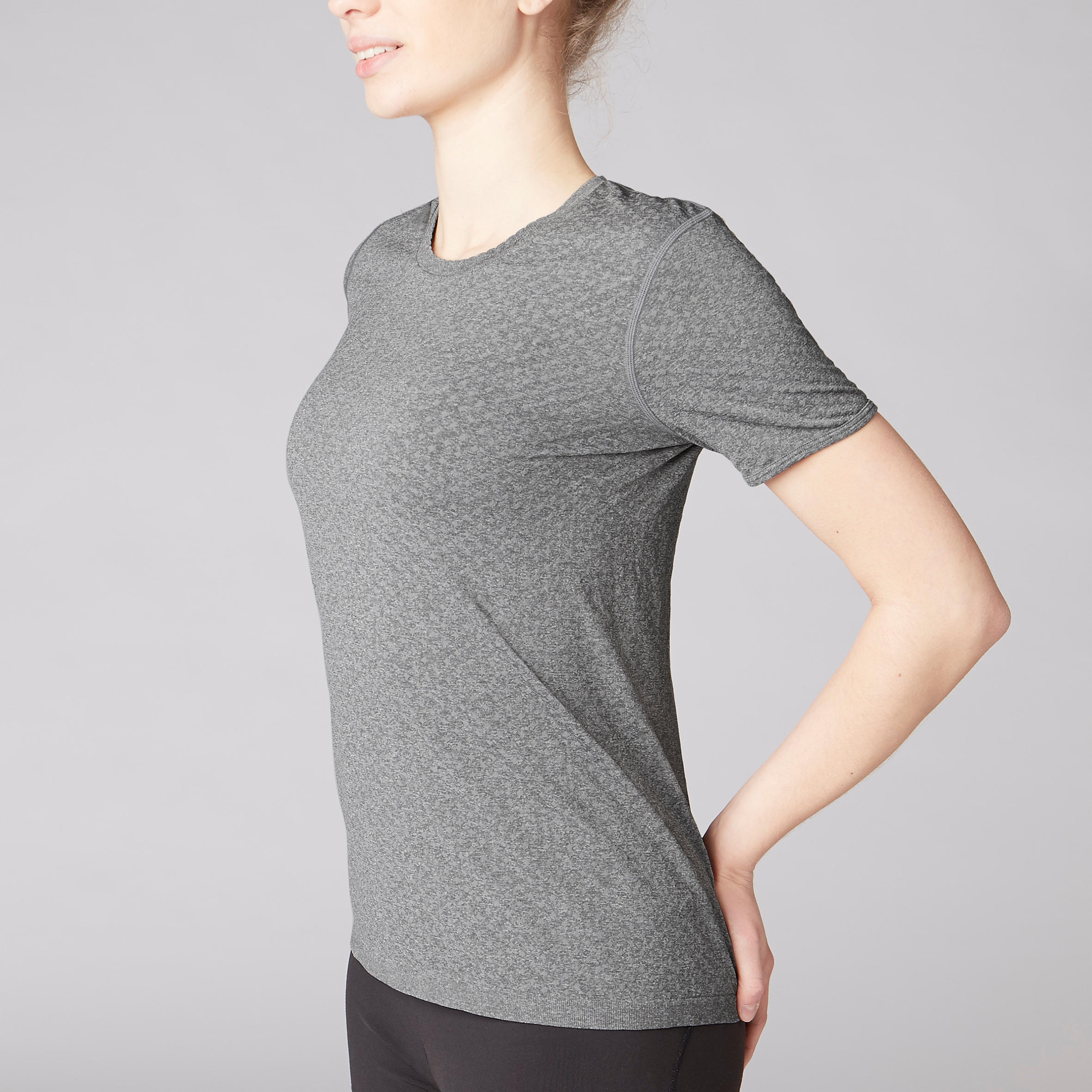 

Women's Seamless Yoga T-Shirt - Heathered Grey