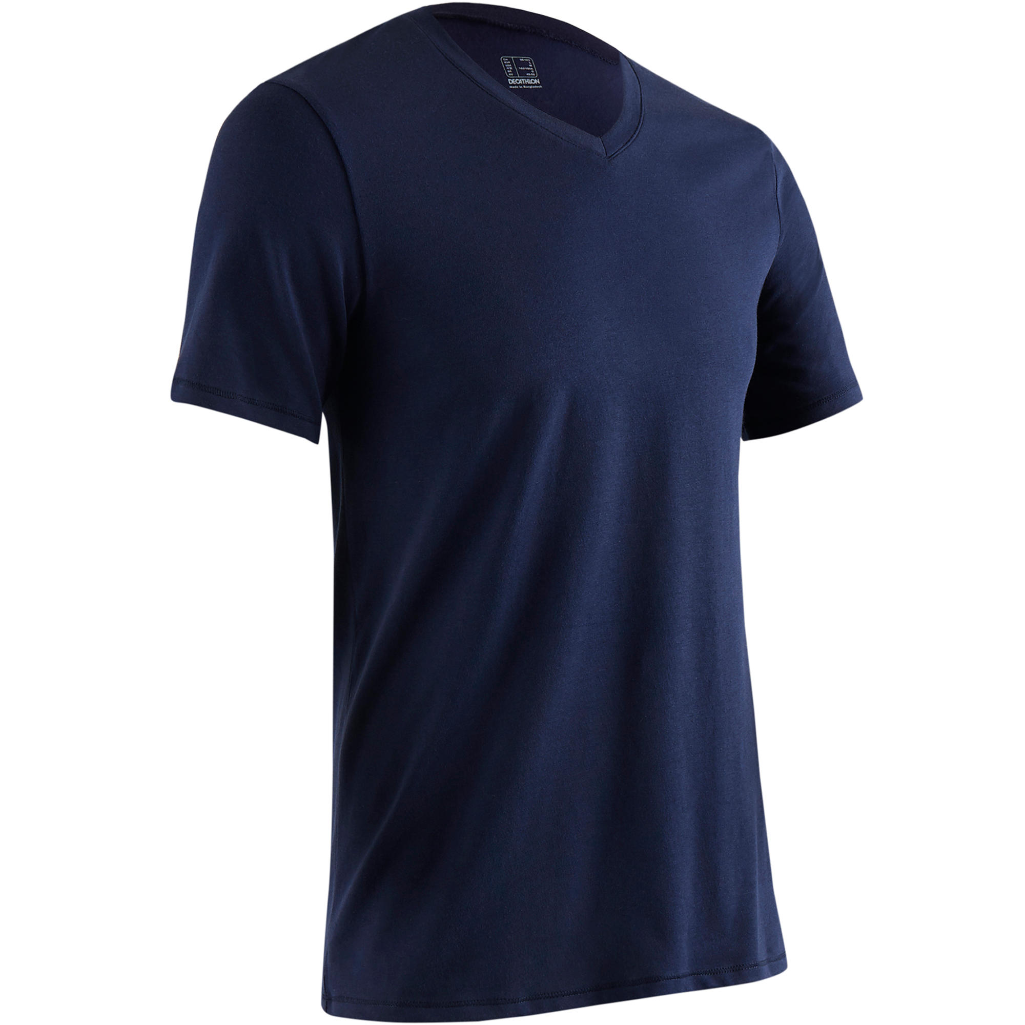 Domyos T Shirt 500 V Hals Slim Fit Pilates En Lichte Gym Heren domyos kopen in de aanbieding