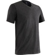 500 Slim-Fit V-Neck Pilates & Gentle Gym T-Shirt - Mottled Dark Grey