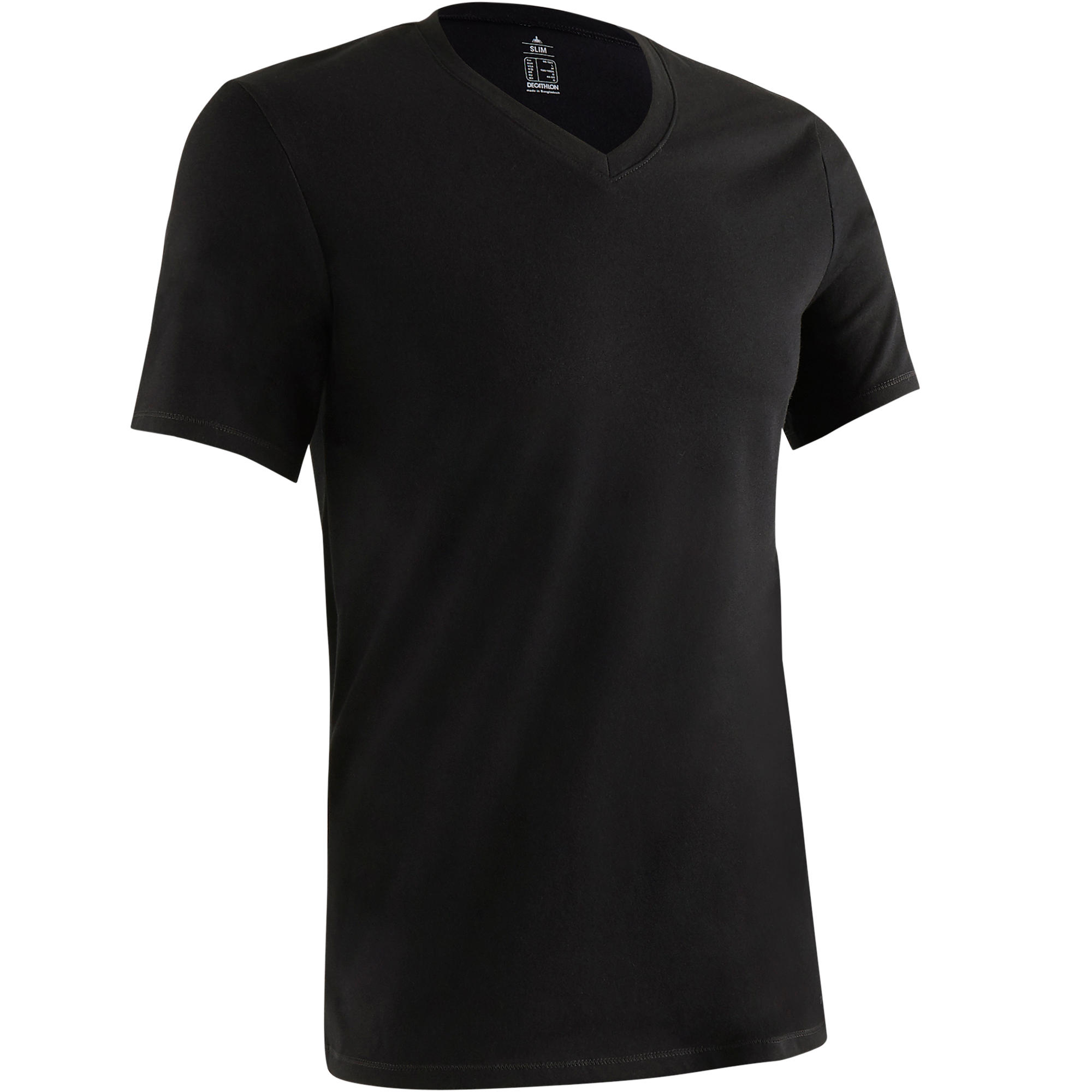 Men's Slim-Fit Gym T-Shirt - 500 Black - Black - Domyos - Decathlon