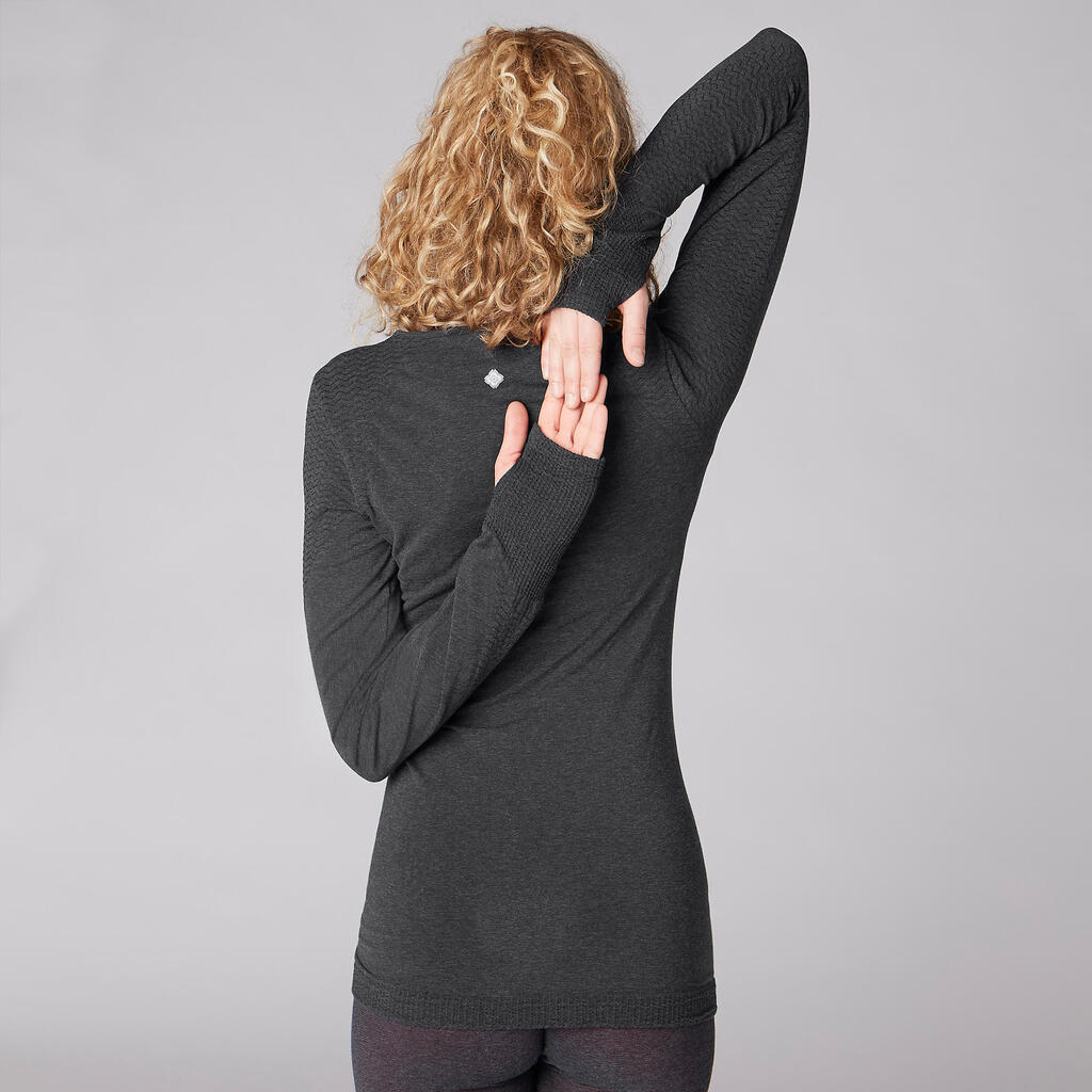 Seamless Long-Sleeved Gentle Yoga T-Shirt - Dark Grey