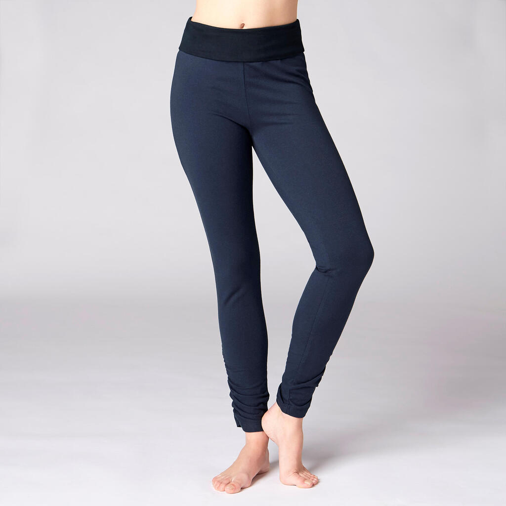 LEGGING YOGA DOUX FEMME EN COTON ISSU DE L'AGRICULTURE BIOLOGIQUE NOIR _SLASH_ GRIS