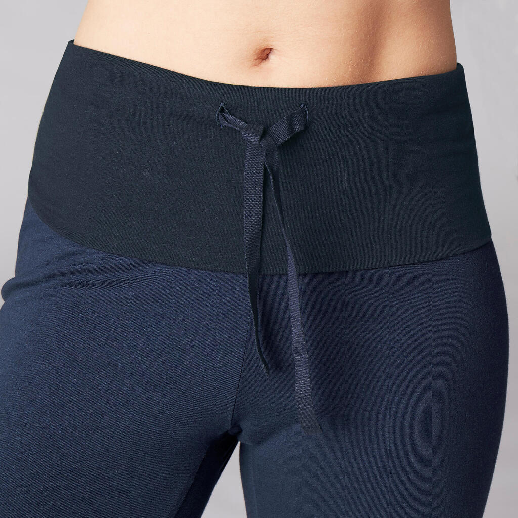 Women's Eco-Friendly Cotton Yoga Bottoms - Navy