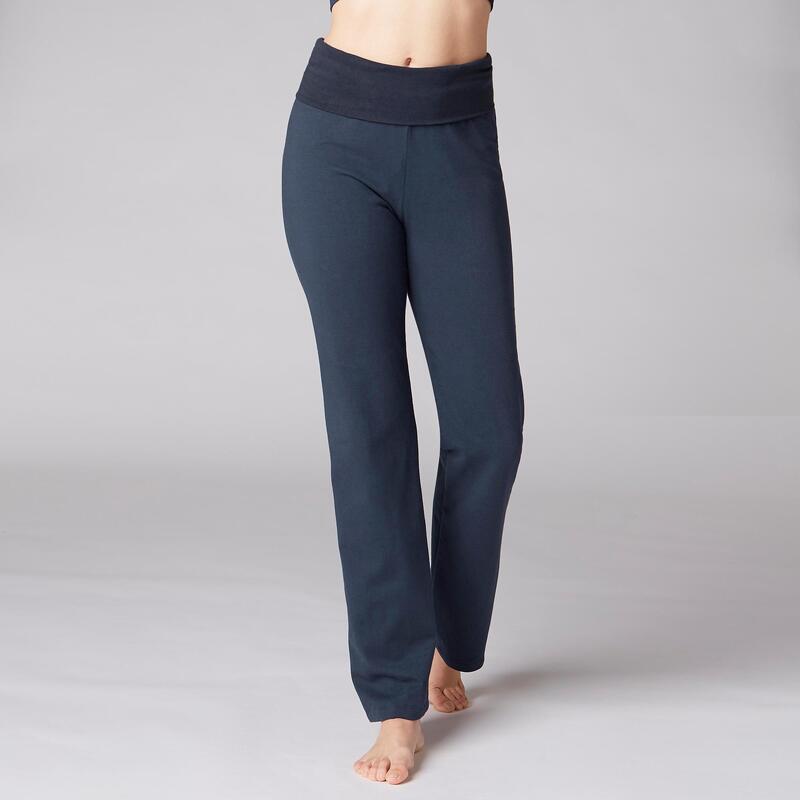 Women's Sustainable Cotton Yoga Bottoms - Navy Blue