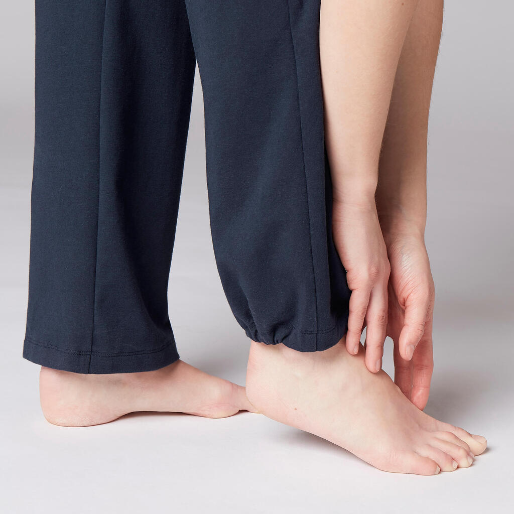 Women's Eco-Friendly Cotton Yoga Bottoms - Navy