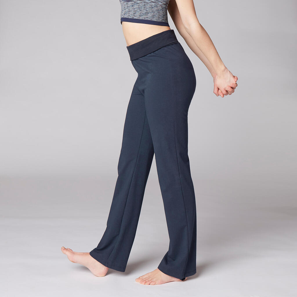 Women's Eco-Friendly Cotton Yoga Bottoms - Navy