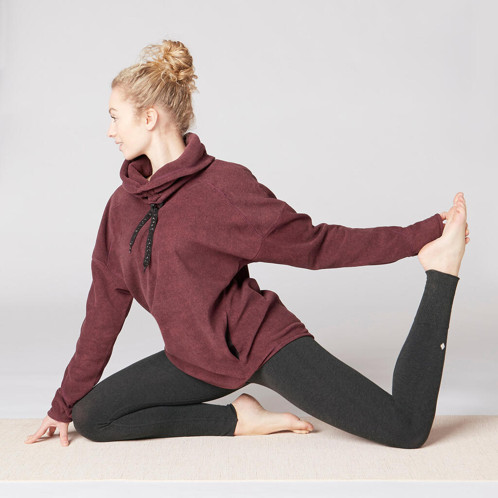Relax-Sweatshirt Fleece Yoga Damen marineblaumeliert
