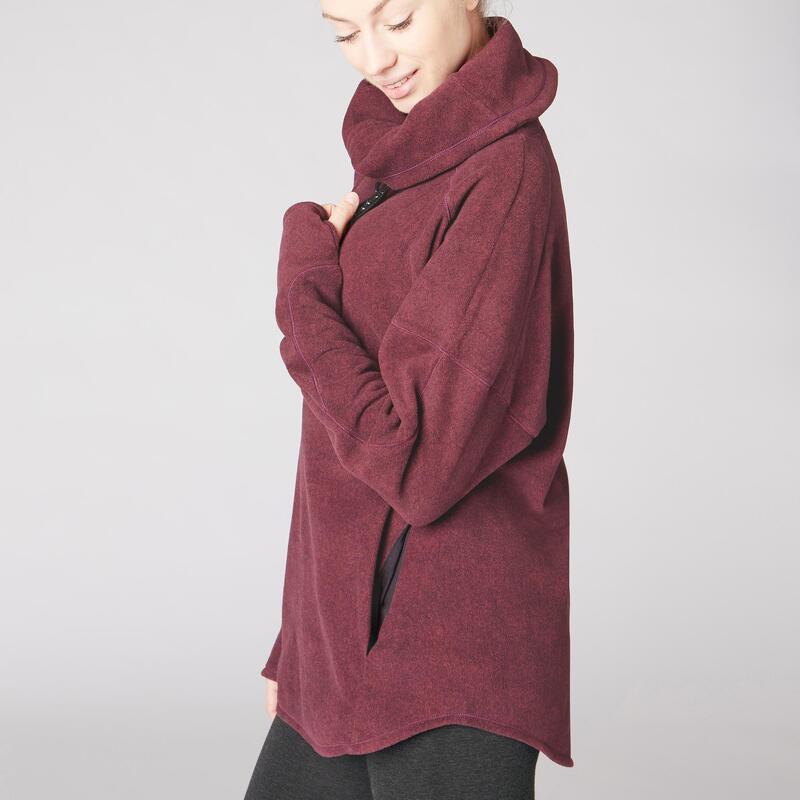 Women's Relaxation Yoga Fleece Sweatshirt - Mottled Burgundy