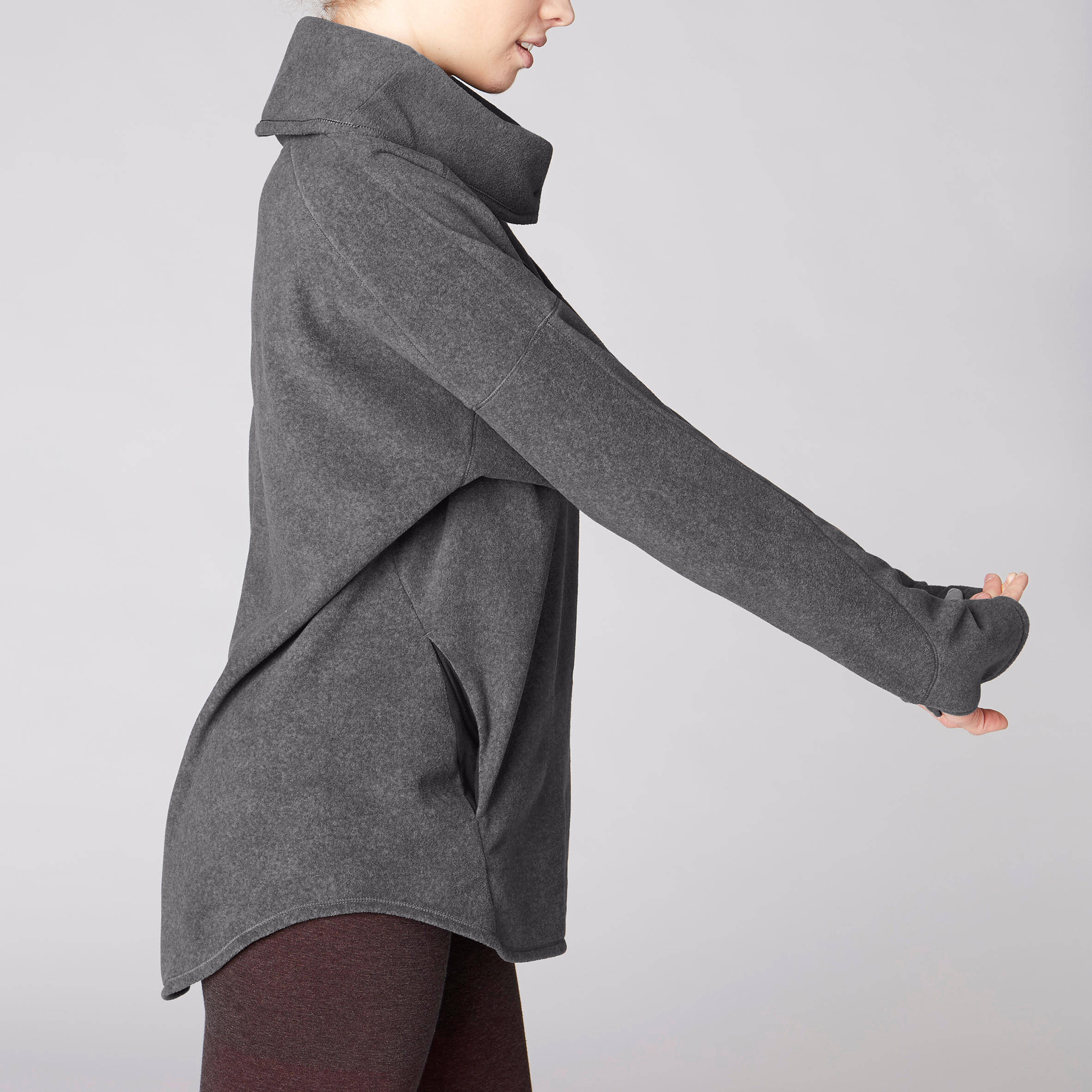 Women's Relaxation Yoga Fleece Sweatshirt - Mottled Grey -  2