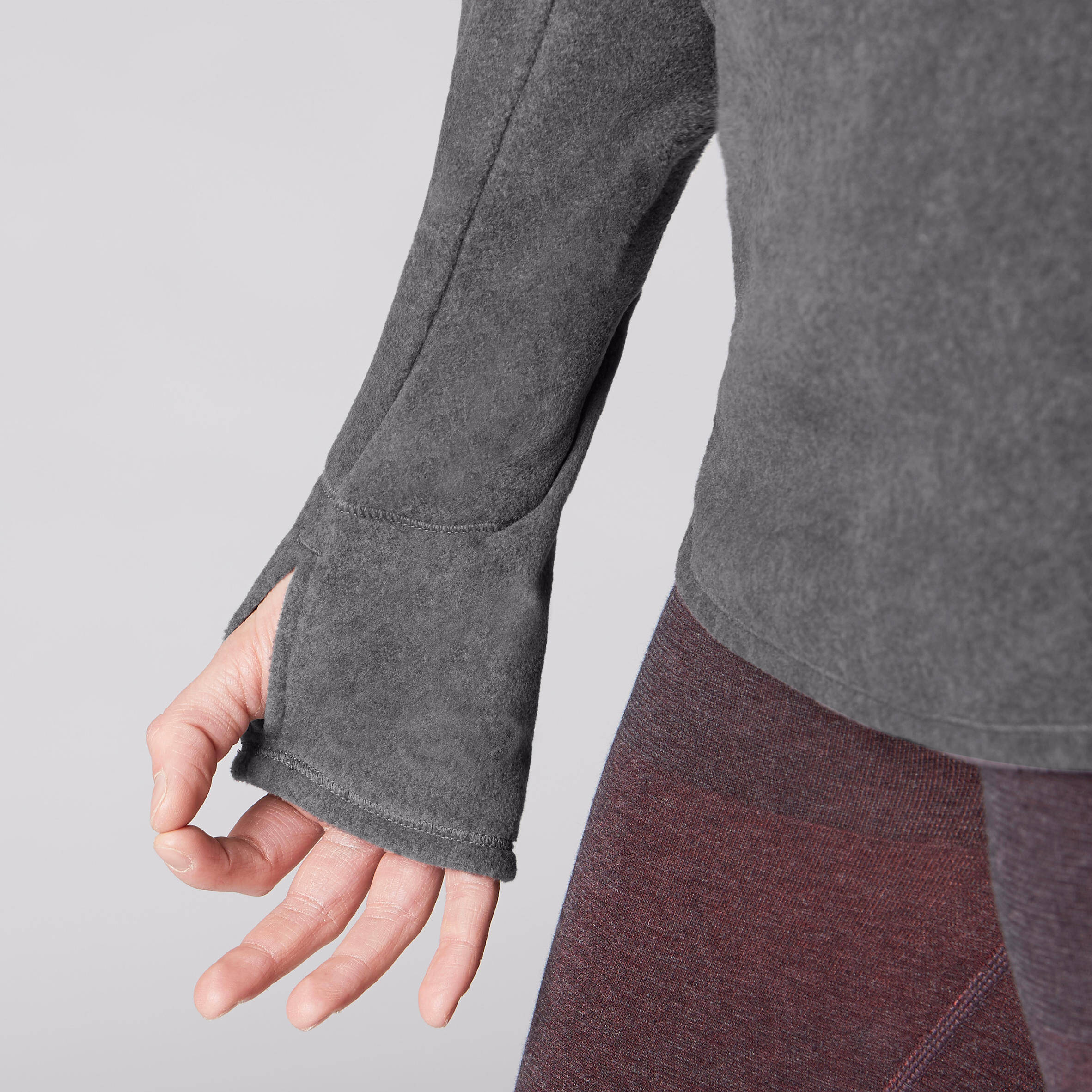 Women's Relaxation Yoga Fleece Sweatshirt - Mottled Grey -  5