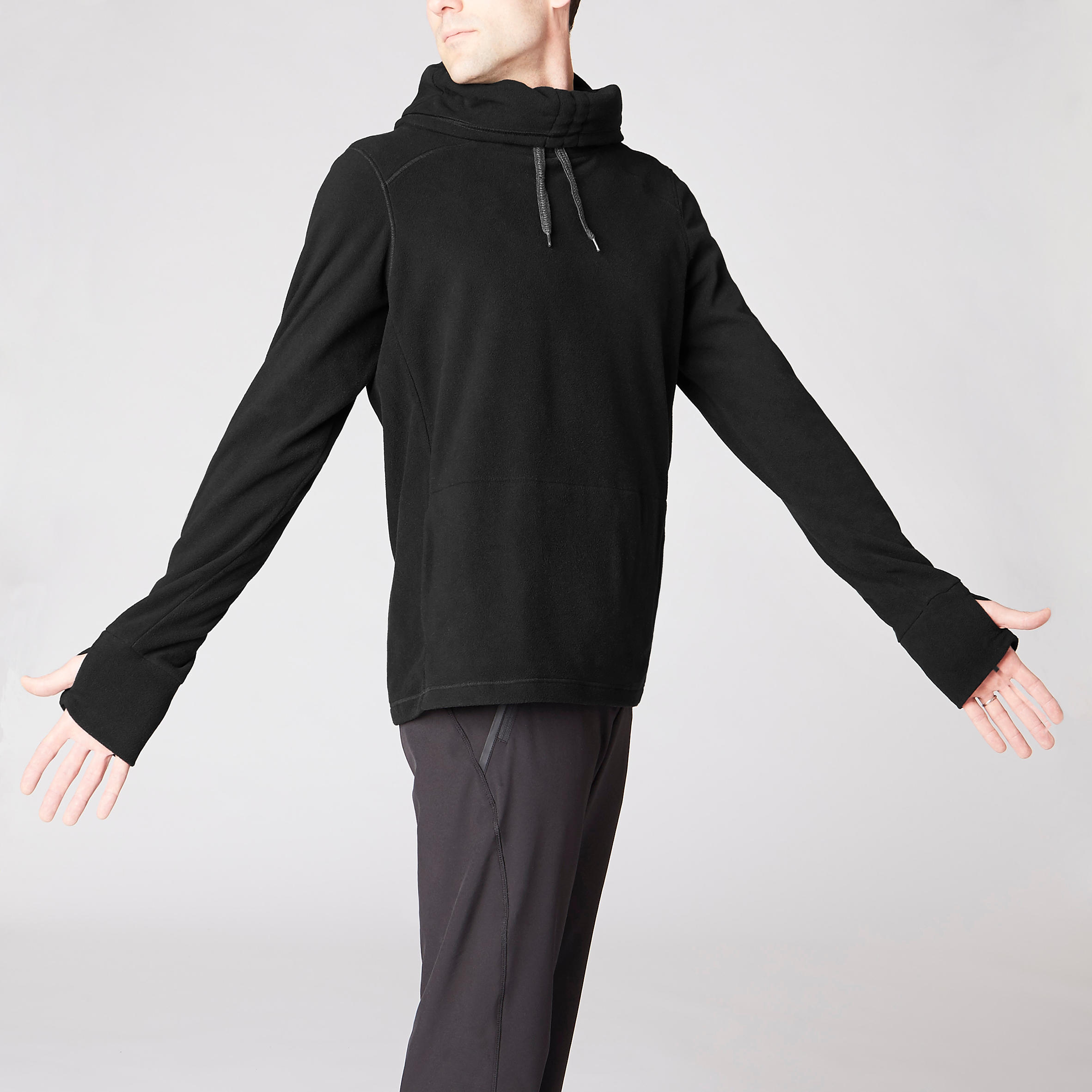 Men's Fleece Yoga Sweatshirt - Black 3/8