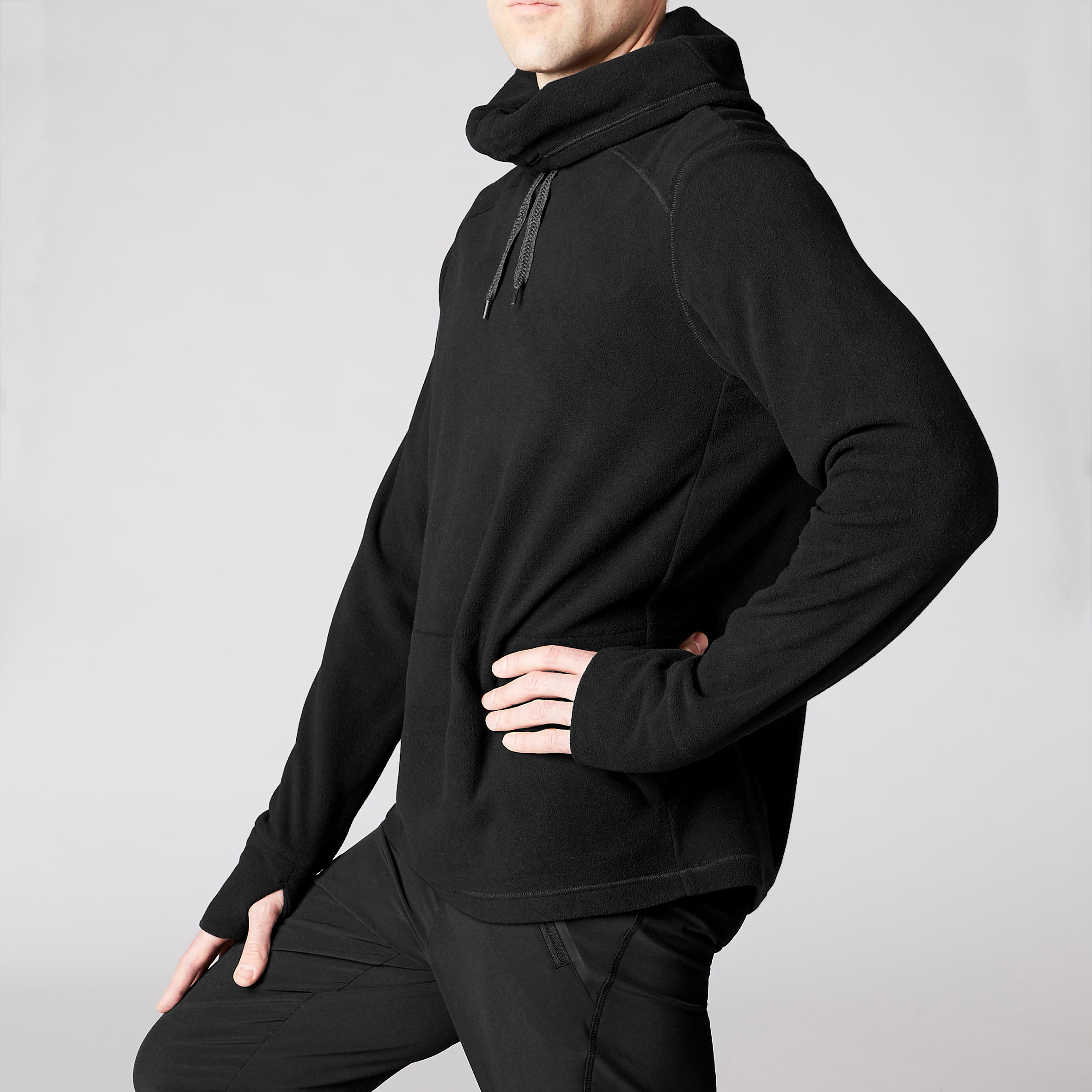 Men's Fleece Yoga Sweatshirt - Black 5/8