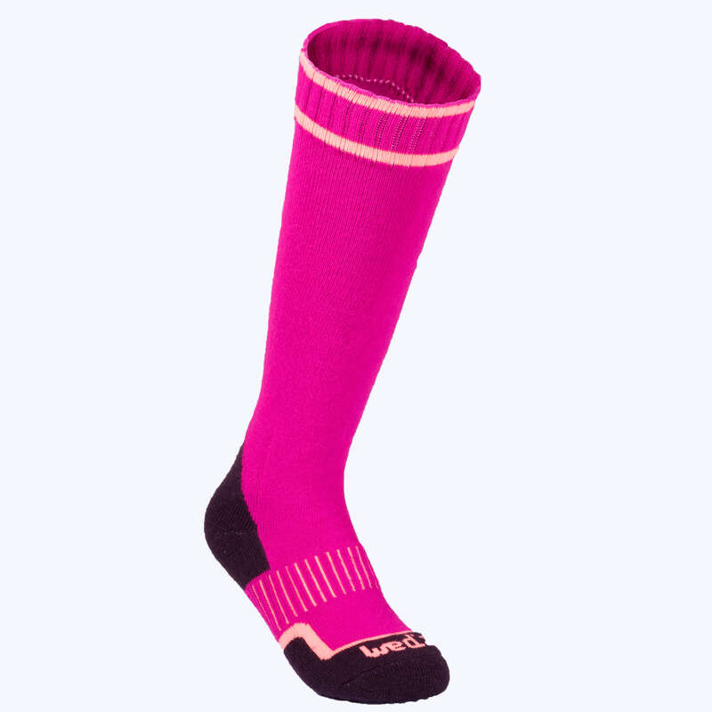 JUNIOR SKI AND SNOWBOARD SOCKS Skiing - 100 CHILDREN PINK WEDZE - Ski Wear