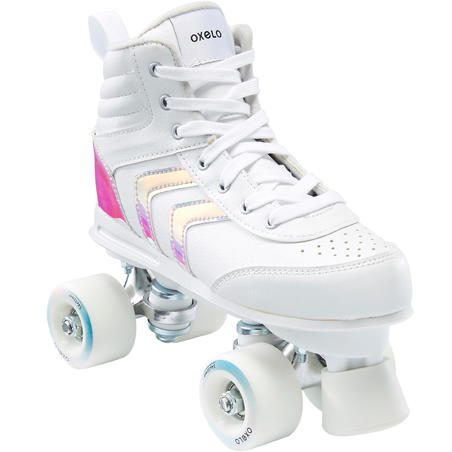 Kids' Roller Skates Quad 100 - Holographic White