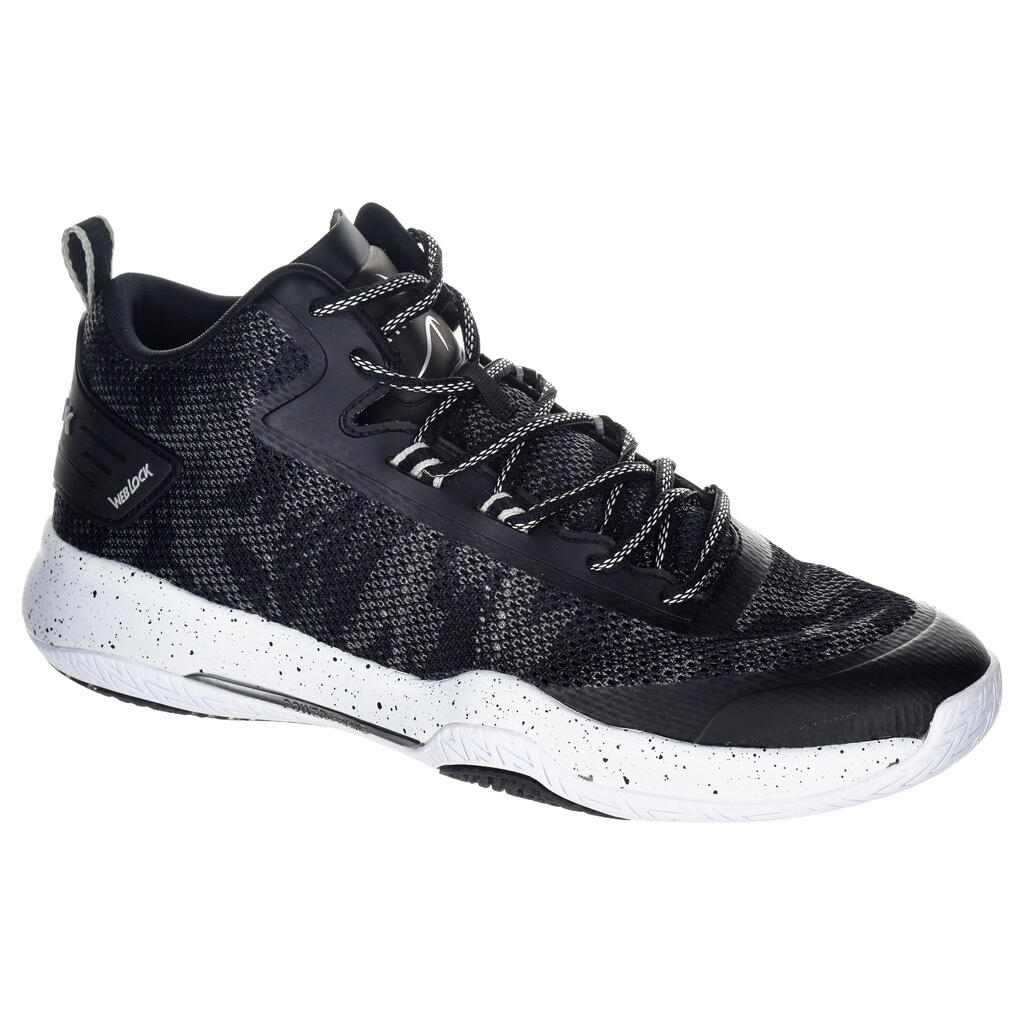 Sc500 adult mid basketball shoes for intermediate players - black/white