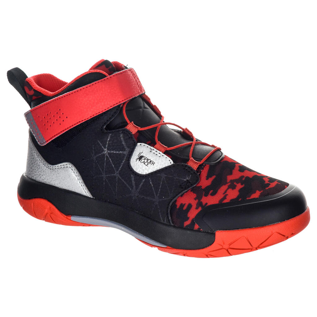 Spider Lace Boys'/Girls' Intermediate Basketball Shoes - Black/Red