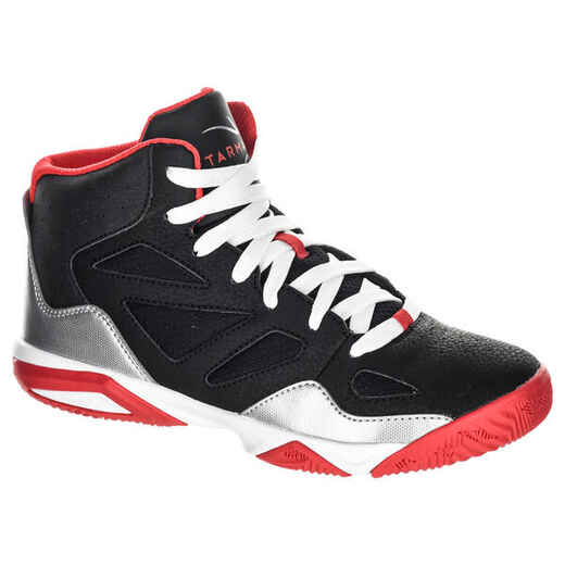 
      Basketbalová obuv SHIELD 300 pre pokročilých chlapcov/dievčatá čierno-bielo-červ
  