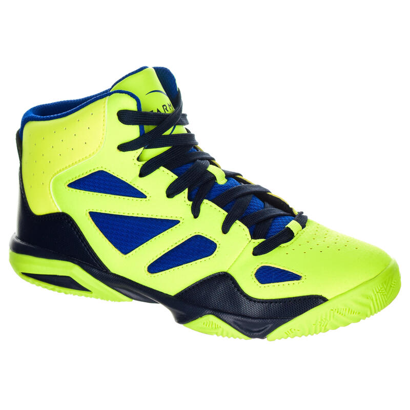 CHAUSSURES SHIELD 300 DE BASKETBALL GARCON/FILLE POUR CONFIRME JAUNE BLEU