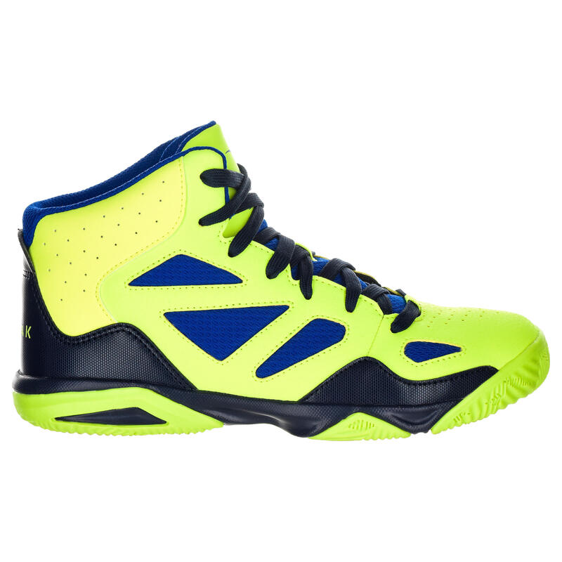 CHAUSSURES SHIELD 300 DE BASKETBALL GARCON/FILLE POUR CONFIRME JAUNE BLEU