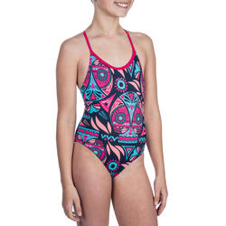 Maillot de natation fille une pièce Riana Allowly bleu rose