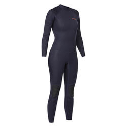 Wetsuit dames 2/2 mm 100 backzip marineblauw