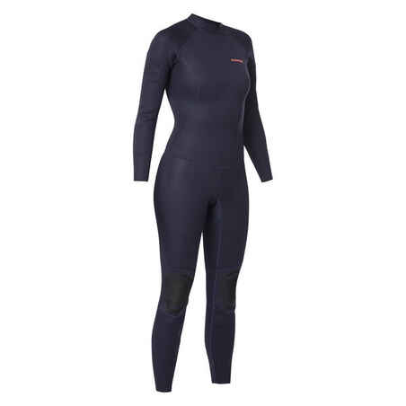 SURF 100 Neoprene wetsuit 2/2 mm women’s Marine blue back zip