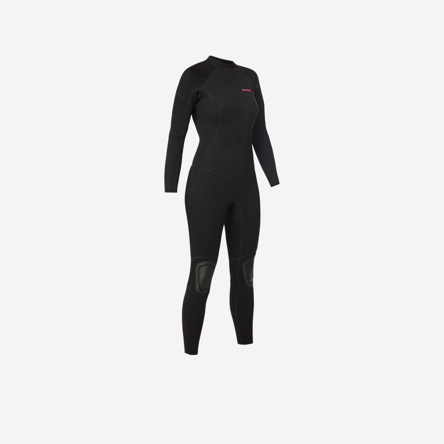 WOMEN'S 4/3 MM NEOPRENE SURF 100 WETSUIT WITH BACK ZIP BLACK
