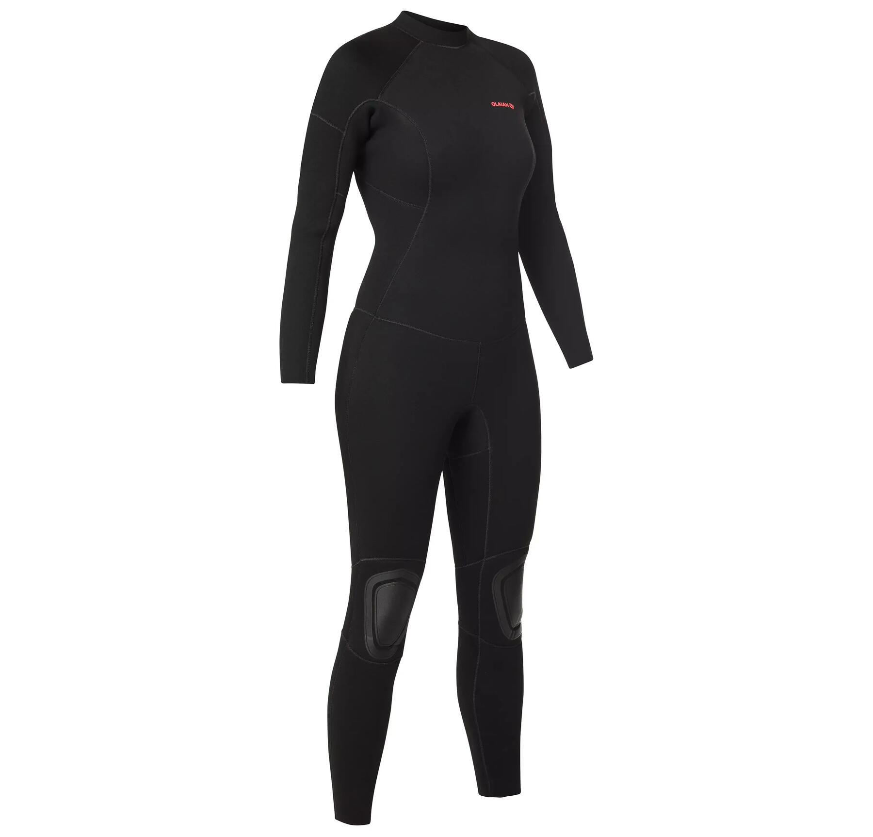 WOMEN'S 4/3 MM NEOPRENE SURF 100 WETSUIT WITH BACK ZIP BLACK