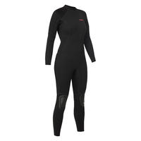 Women's 4/3 mm neoprene SURF 100 wetsuit with back zip black