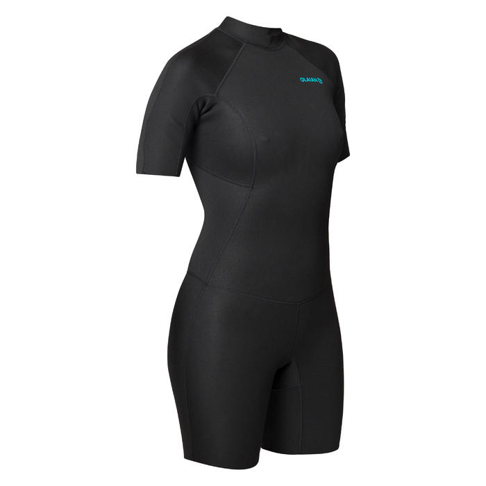 Surf Shorty 100 women's wetsuit 1.5 mm neoprene Black Decathlon