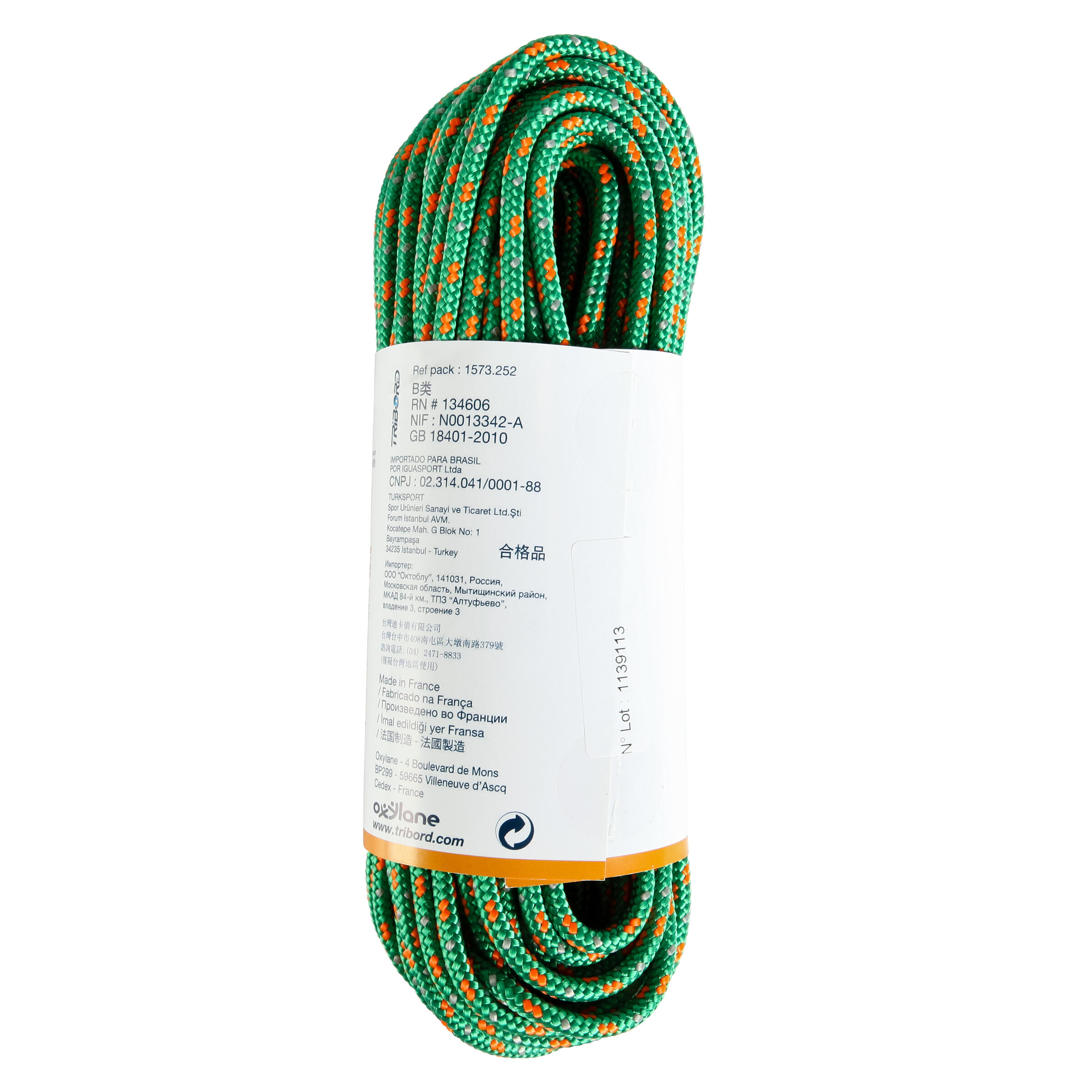 Challenge Sailing Line/Rope 5 mm x 20 m - Green/Orange 7/10