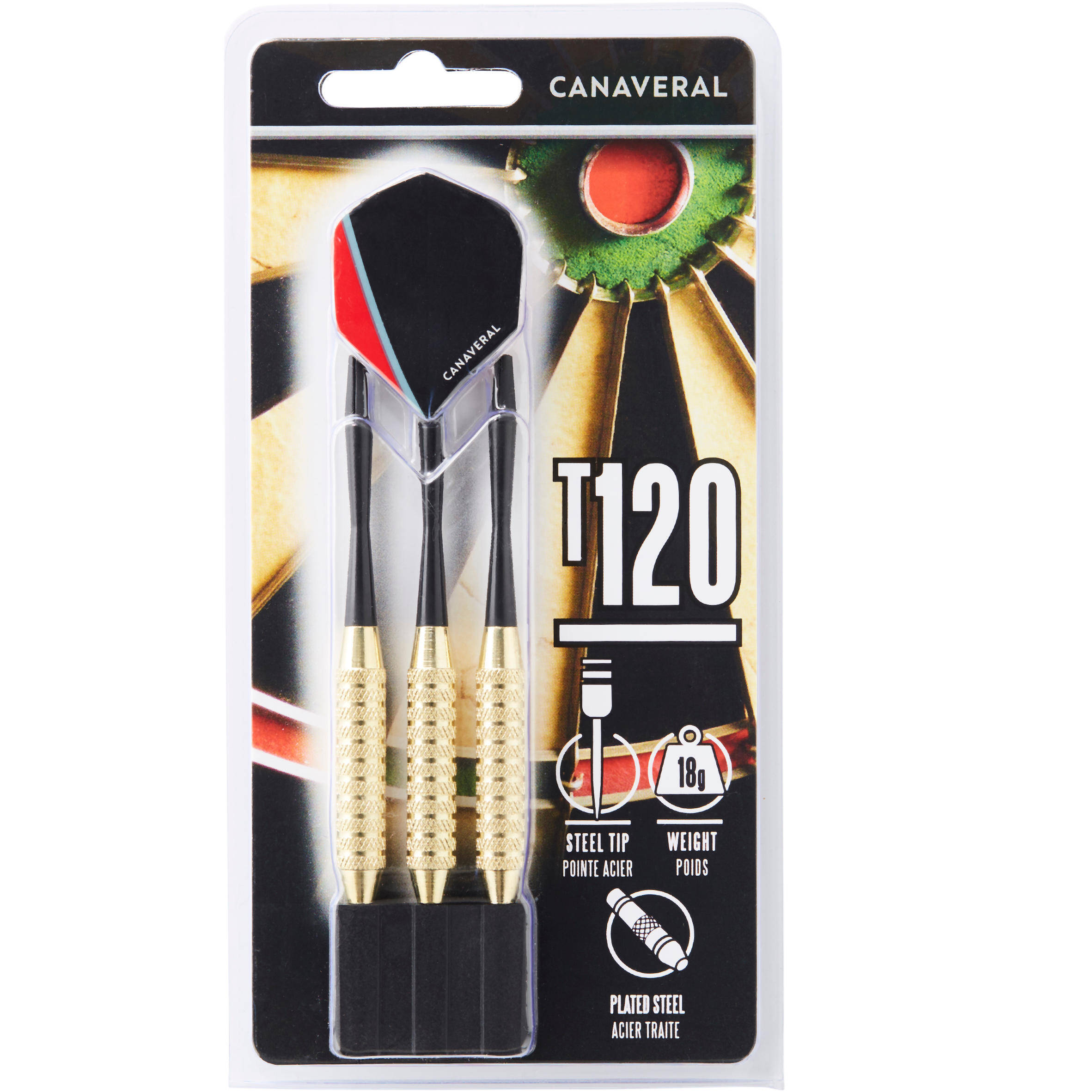 Darts Steel Tip T120 Pack of 3 Black and Red -  2