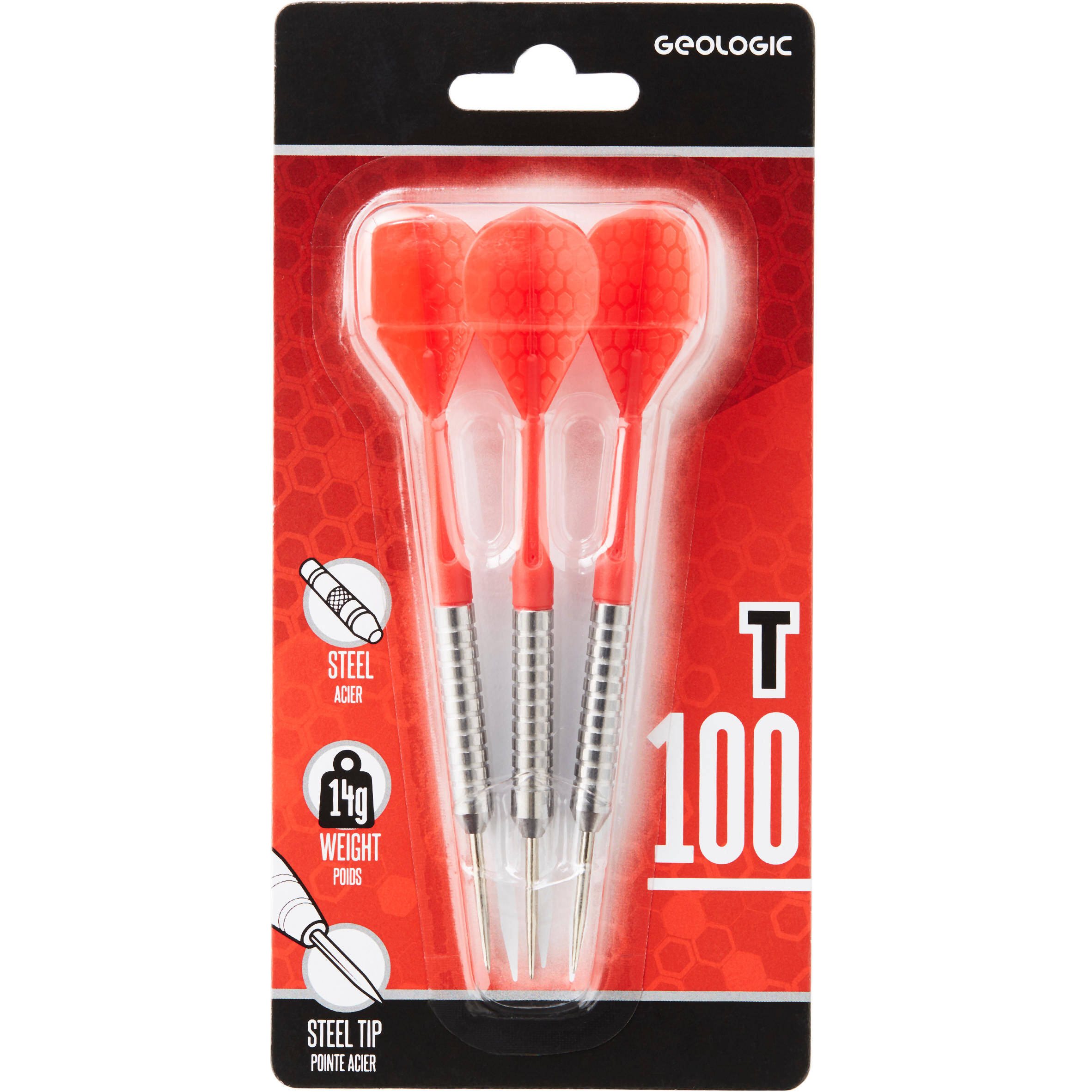 Darts Steel Tip T100 Pack of 3 Red -  2