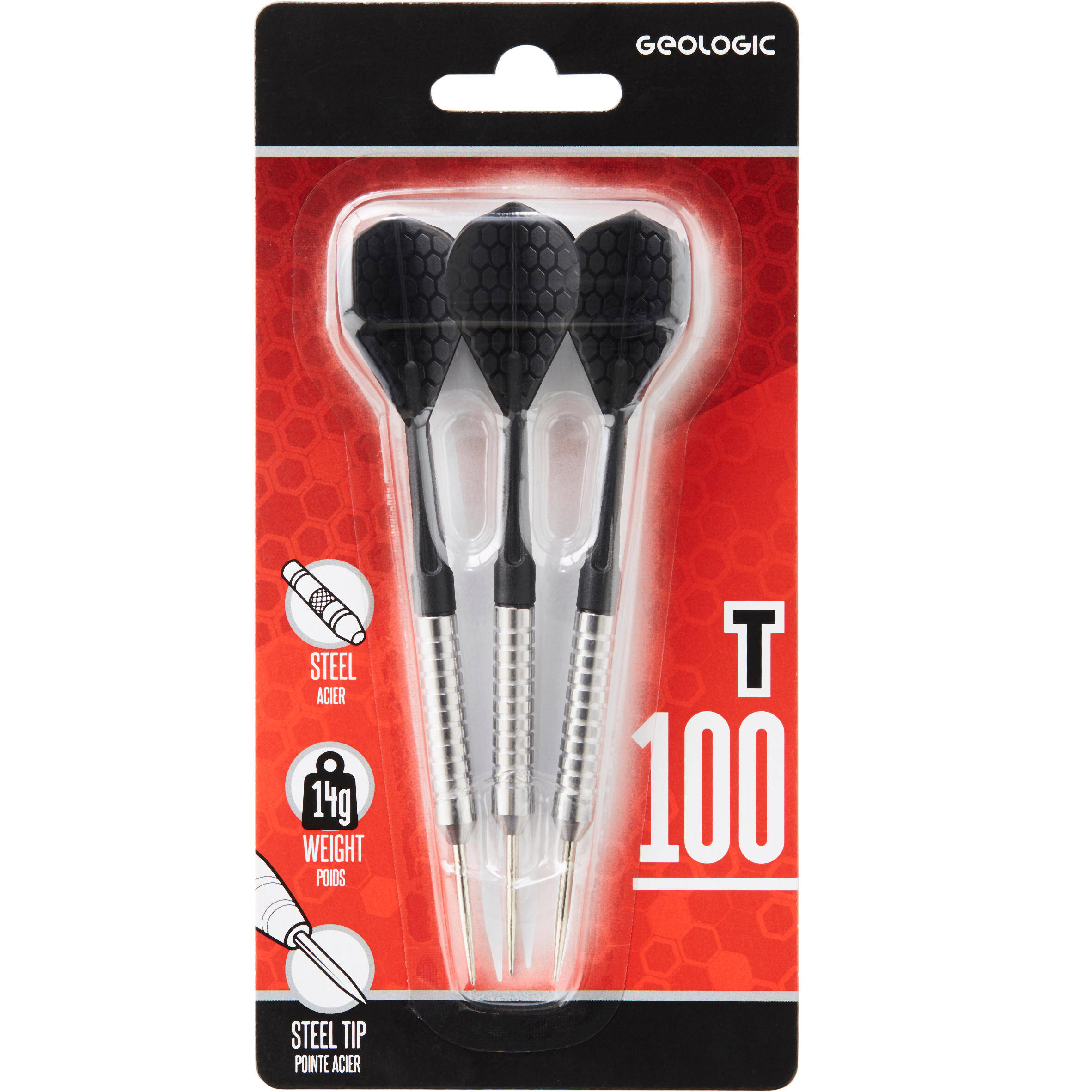 Darts Steel Tip T100 Pack of 3 Black -  2