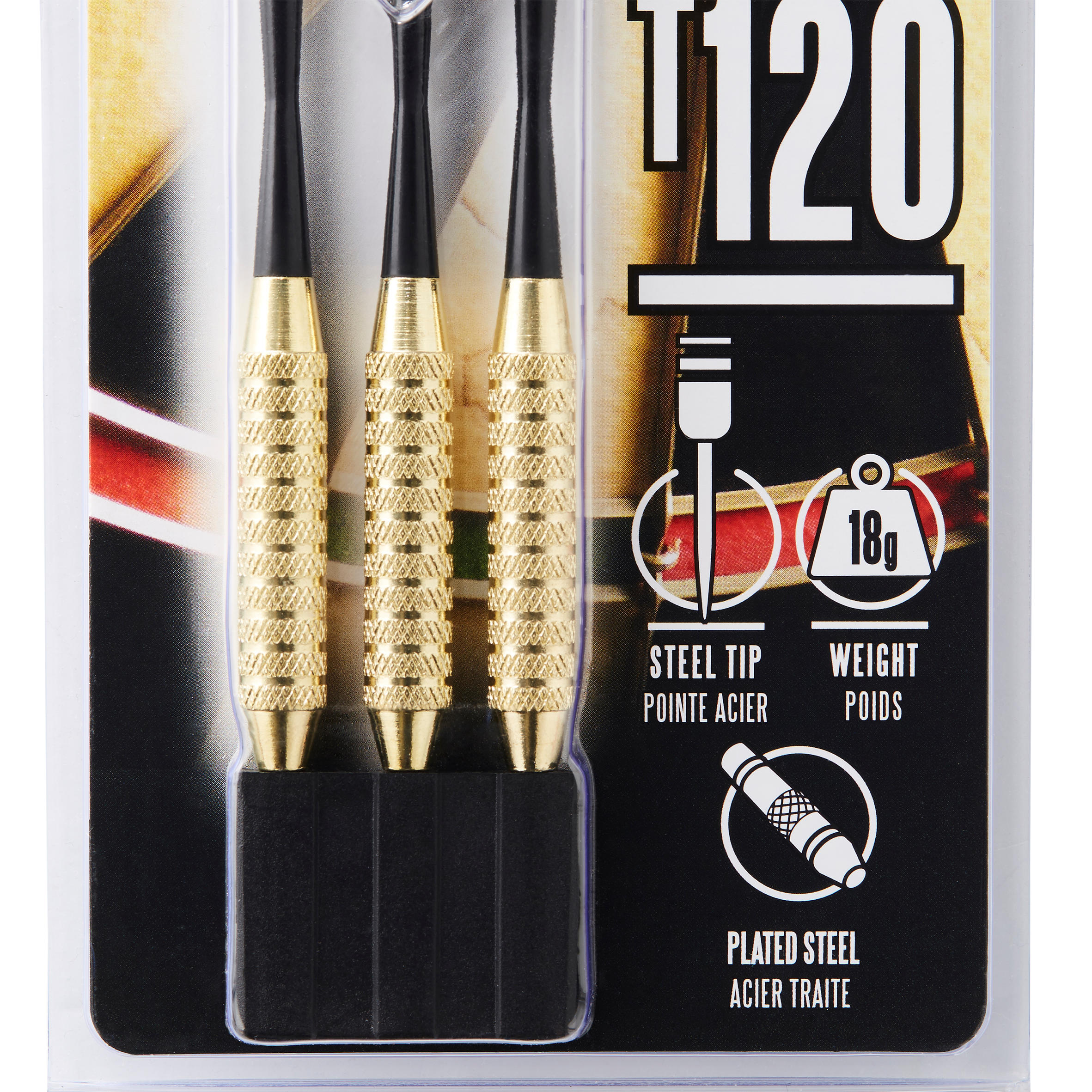 Darts Steel Tip T120 Pack of 3 Black and Red
