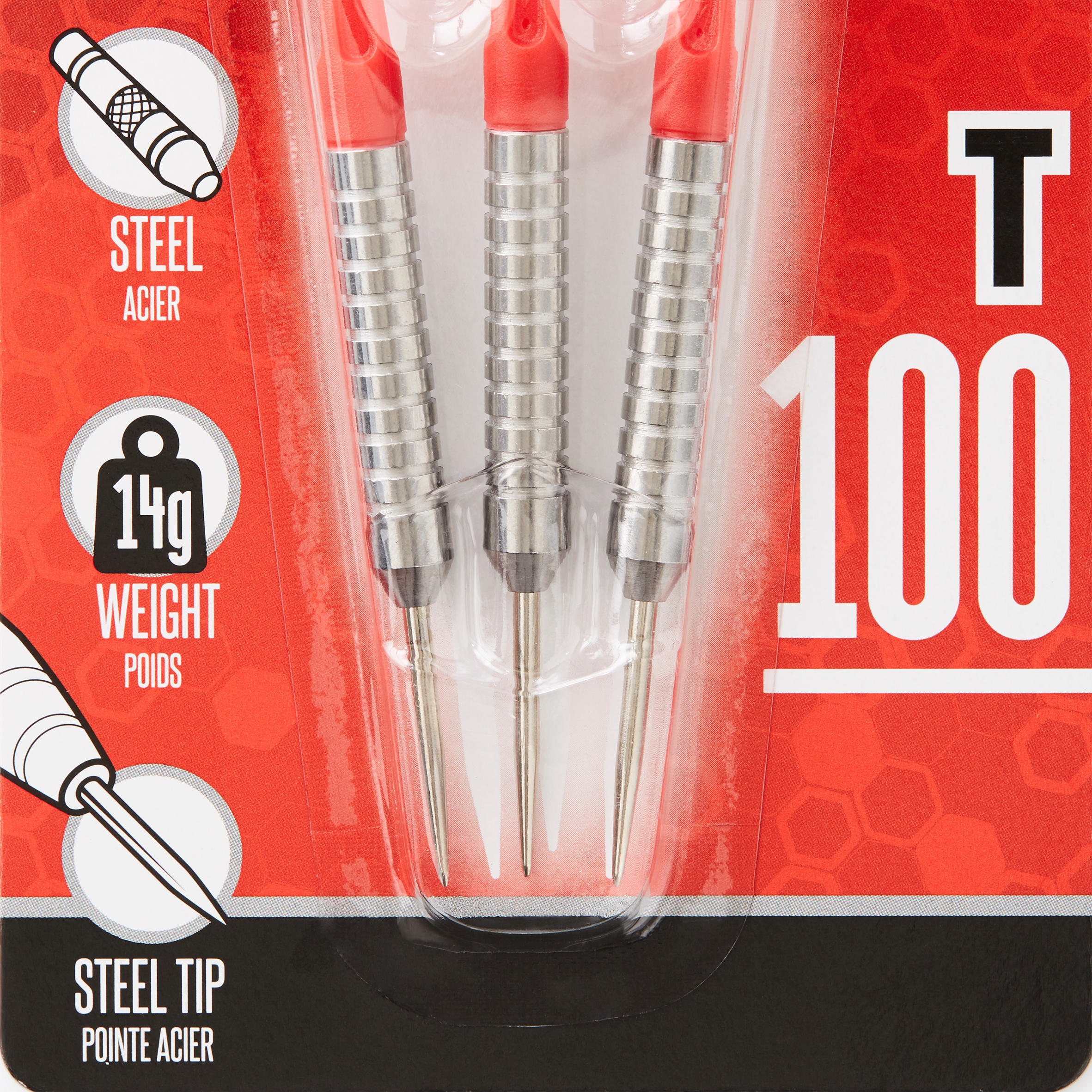 T100 Steel-Tipped Darts Tri-Pack - Red 4/4