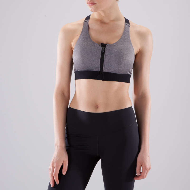 WOMAN FITNESS BRA, UNDERWEAR Fitness and Gym - Zip Sports Bra FBRA 900 DOMYOS - Gym Activewear