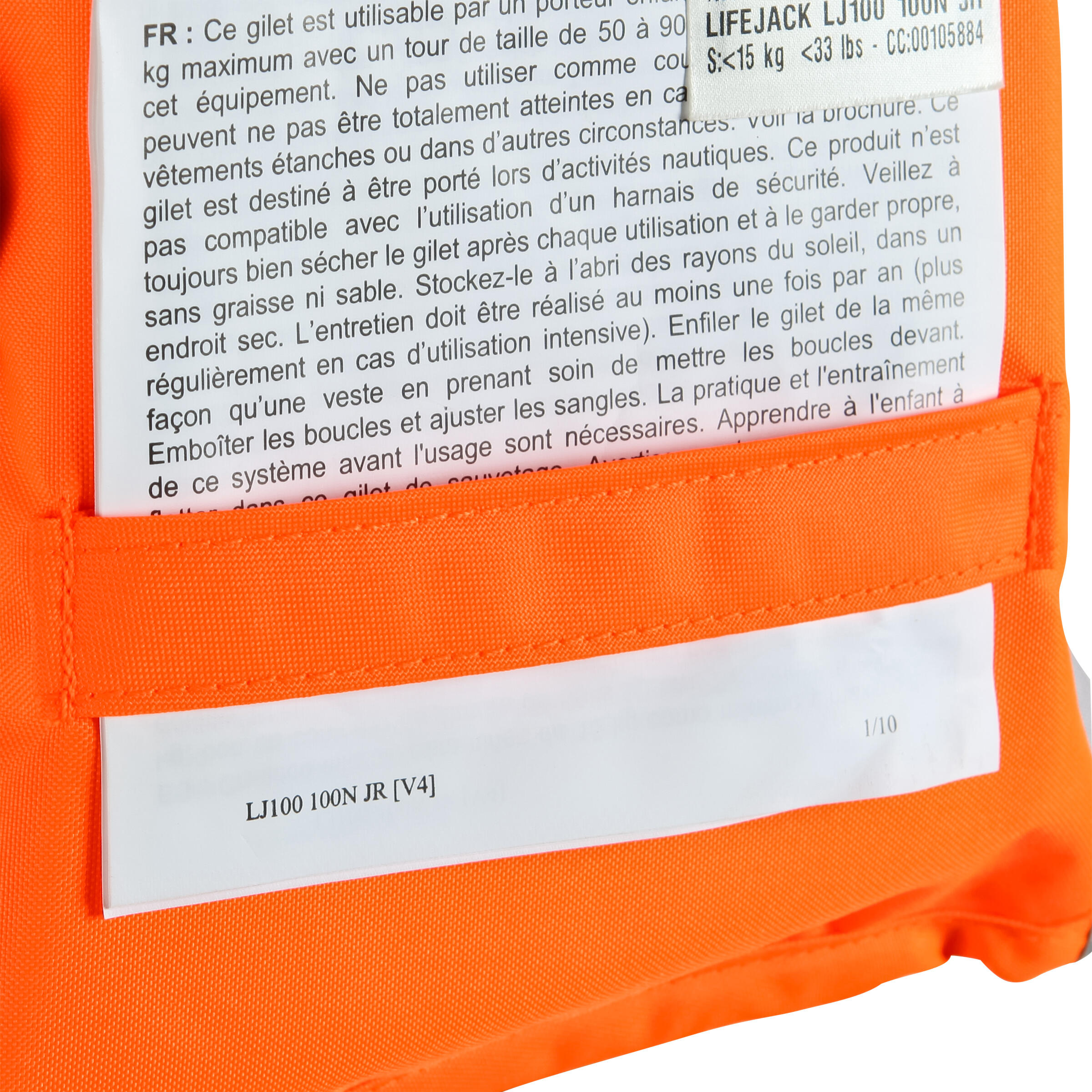 LJ 100N Children's Foam Sailing Life Jacket - Orange 7/16