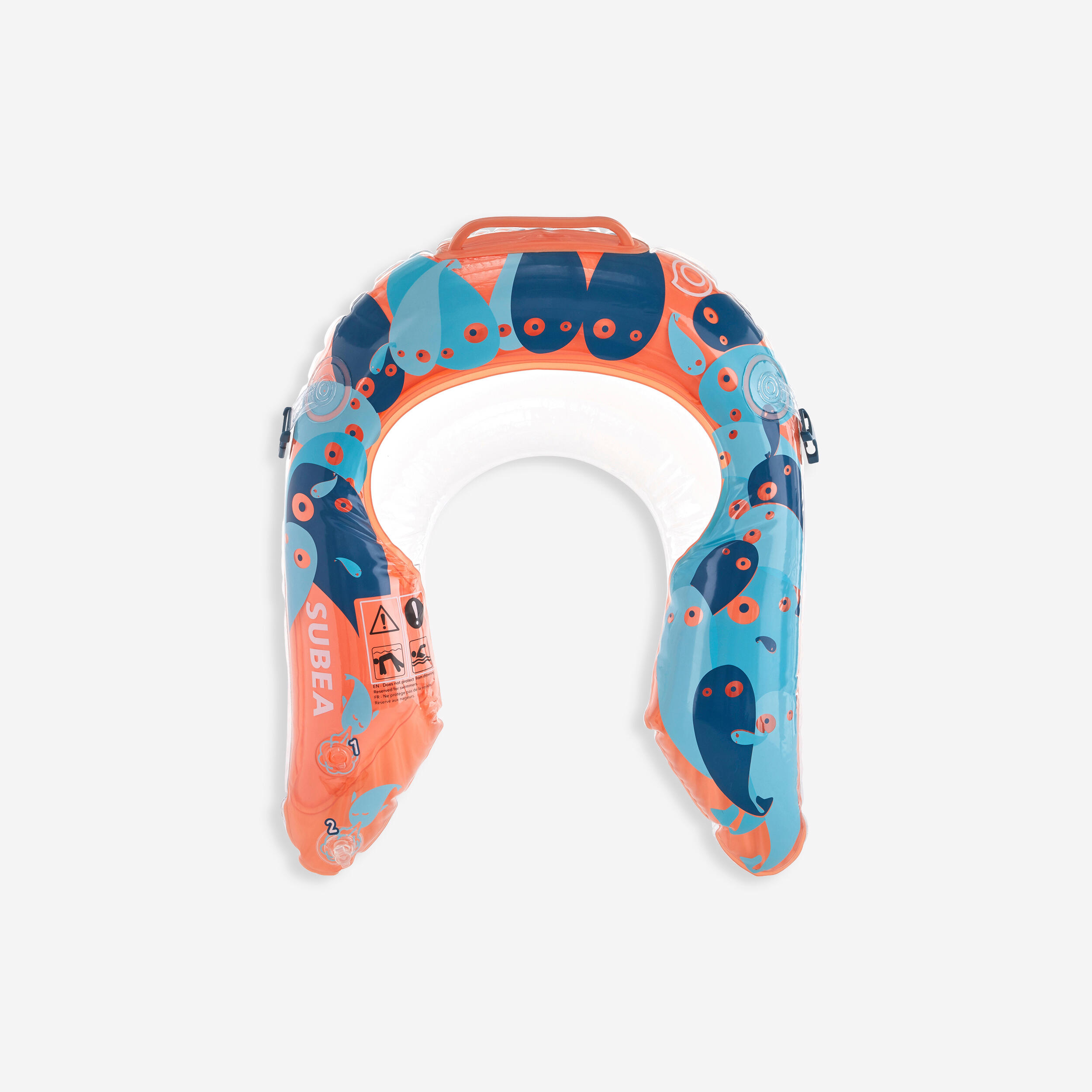 Flotador Playa Snorkel Subea Olu 120 fish Azul/Naranja Subea Decathlon