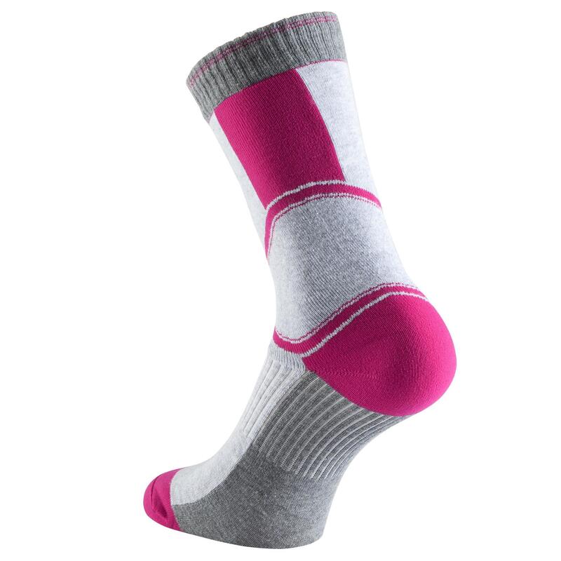 Chaussettes roller femme OXELO FIT grises fuchsia